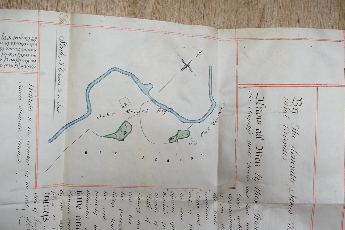 Hampshire Documents - 18th and 19th cents., mostly ms. on parchment and paper; Brockenhurst, Ringwood and New Forest Villages; (approx. 20 items)